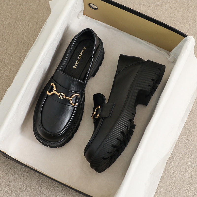 Damen Mokassin-Schuhe mit modischer Schnallenverzierung und robuster Sohle EB