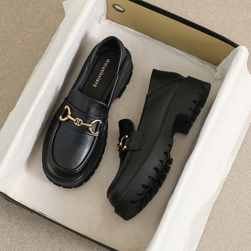 Damen Mokassin-Schuhe mit modischer Schnallenverzierung und robuster Sohle EB