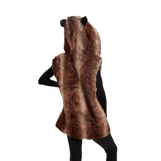 Damen Verspielt designte Fleece-Weste mit Kapuze EB