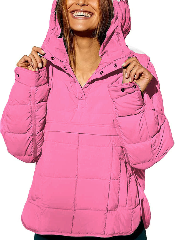 Damen lässige Steppjacke mit Kapuze und Eingrifftaschen EB