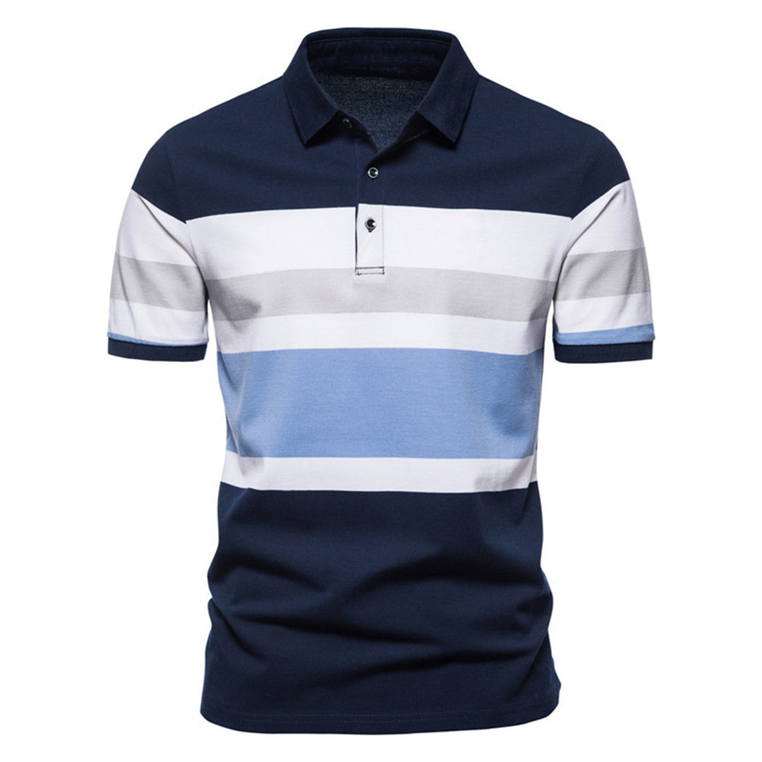 Herren Poloshirt mit modernem Streifenmuster und atmungsaktiver Baumwolle EB