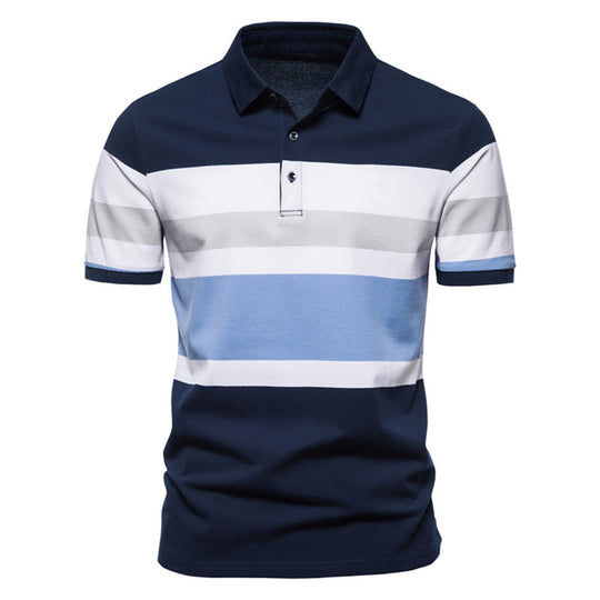 Herren Poloshirt mit modernem Streifenmuster und atmungsaktiver Baumwolle EB