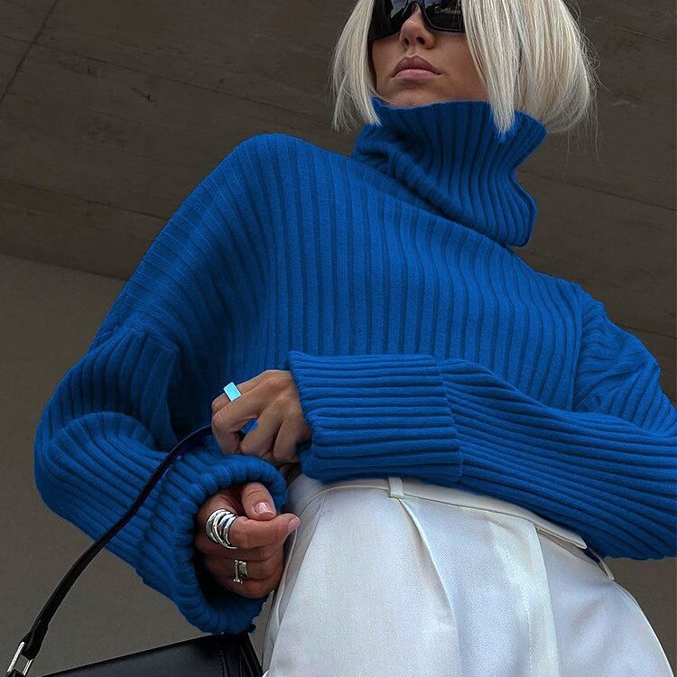 Damen Strickpullover mit hohem Kragen EB