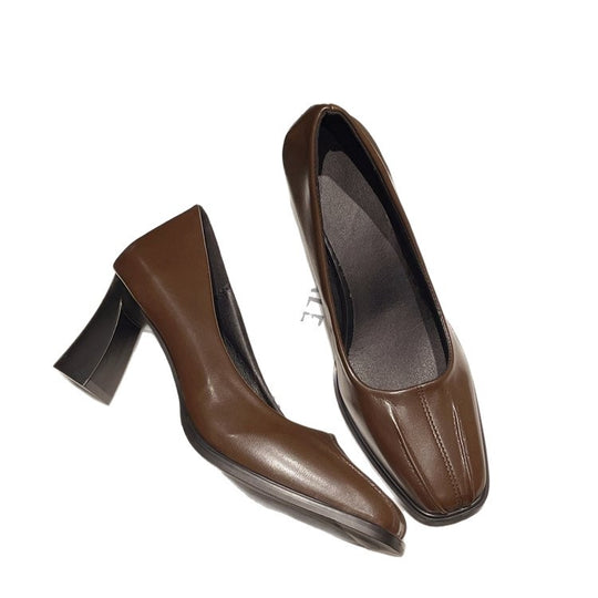 Damen elegante High Heels mit quadratischer Kappe und feinem Obermaterial EB
