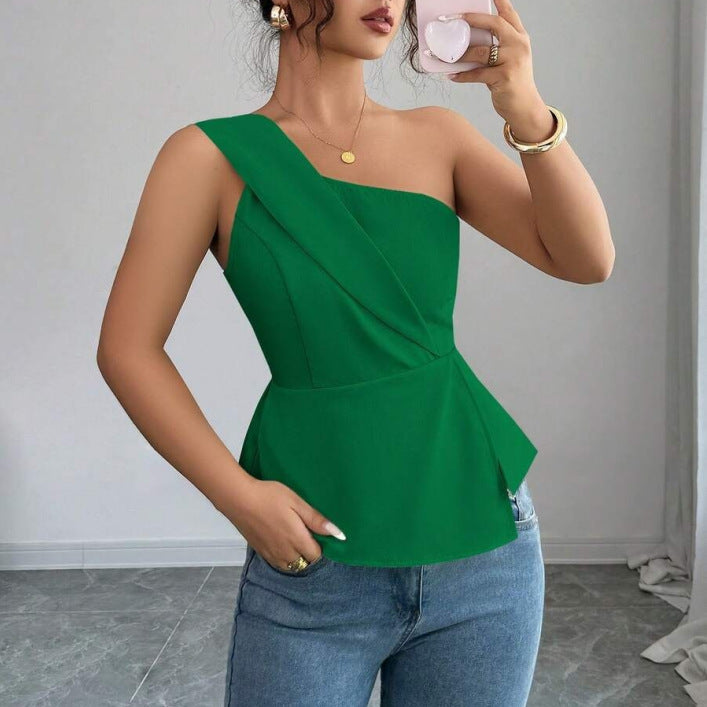 Damen Asymmetrisches Peplum-Oberteil mit Drapierung EB
