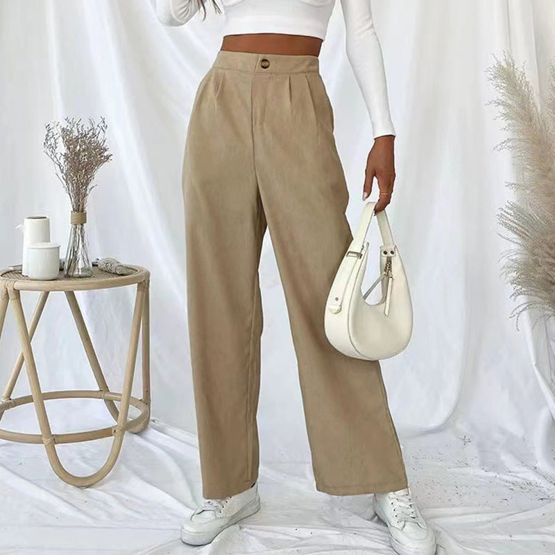 Damen Weite Hochbundhose mit Falten EB