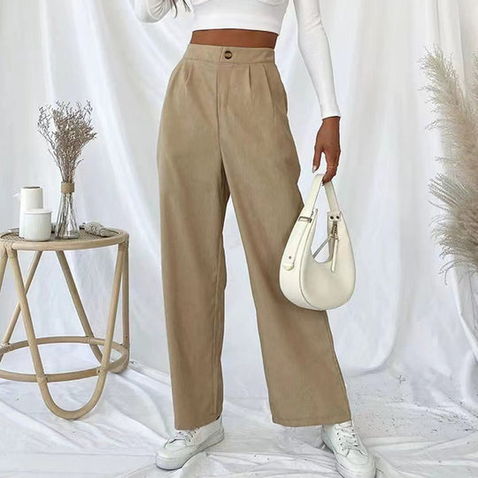 Damen Weite Hochbundhose mit Falten EB