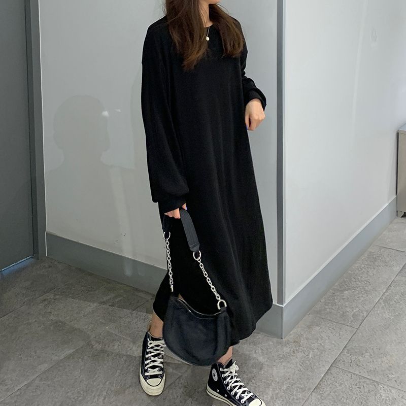 Damen Elegantes Maxikleid mit langen Ärmeln und strukturiertem Design EB