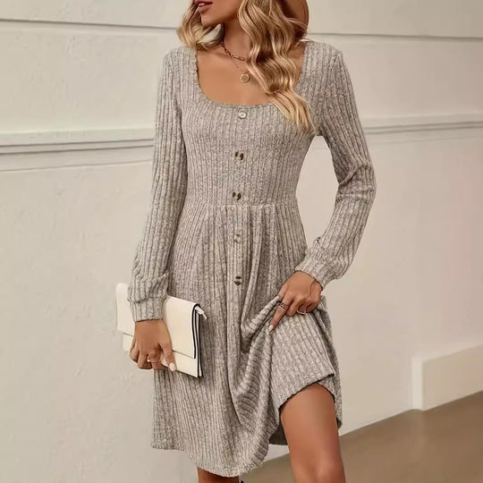Damen Strickkleid mit Knopfleiste EB
