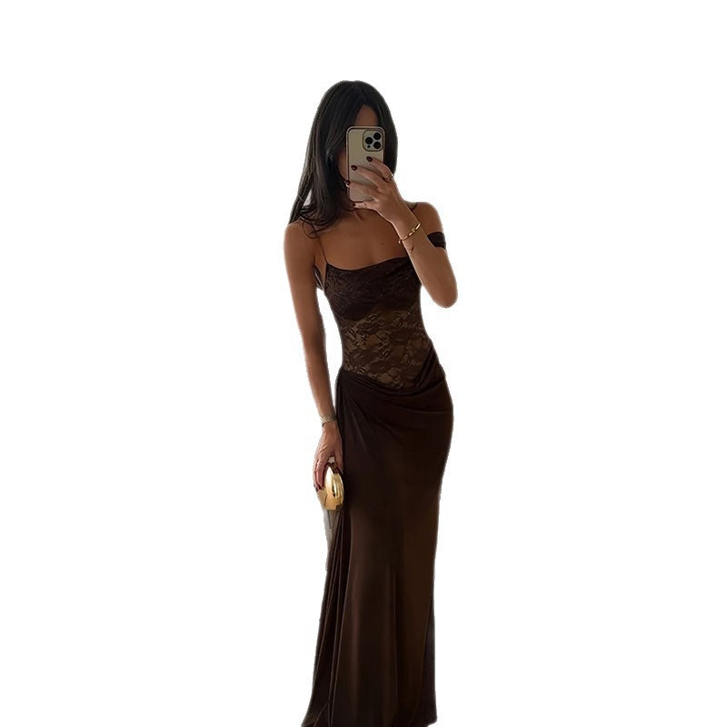 Damen Elegantes Abendkleid mit Spitze und tailliertem Schnitt EB