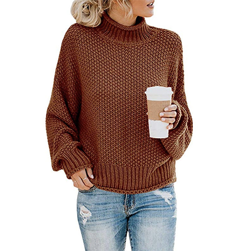 Damen nan grobstrick Rollkragenpullover mit Oversize-Schnitt und Blockstreifen-Optik EB