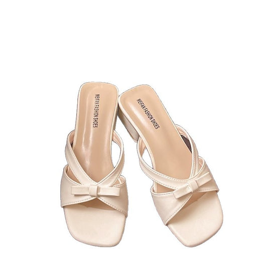 Damen elegante Slingback-Sandaletten mit dekorativem Schleifenakzent EB