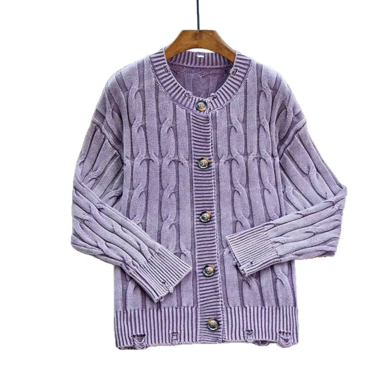 Damen Strickjacke mit tiefem V-Ausschnitt und handgearbeiteten Details EB