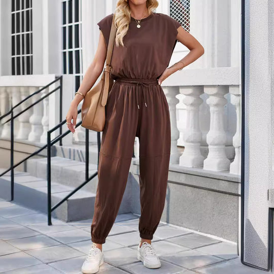 Damen lässiger Sweatanzug mit weiter Silhouette und elastischem Bund EB