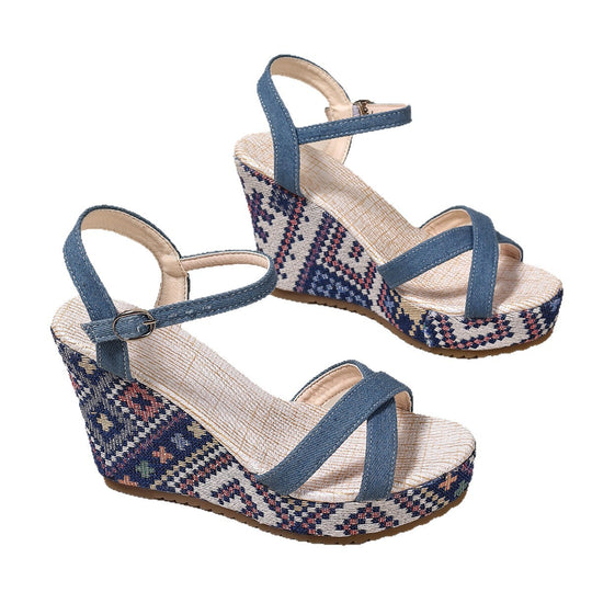 Damen Wedge-Sandalen mit verstellbarem Riemendesign und komfortabler gepolsterter Sohle EB