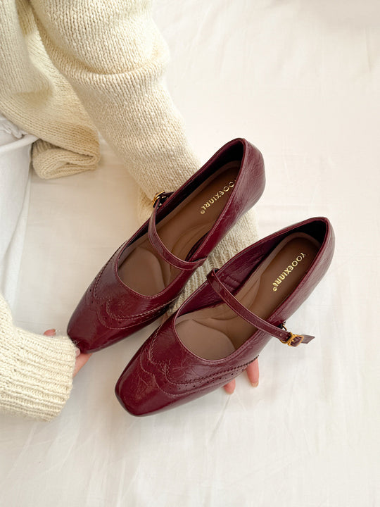 Damen Mary Jane Ballerinas mit elegantem Riemchen und verspieltem Detail EB