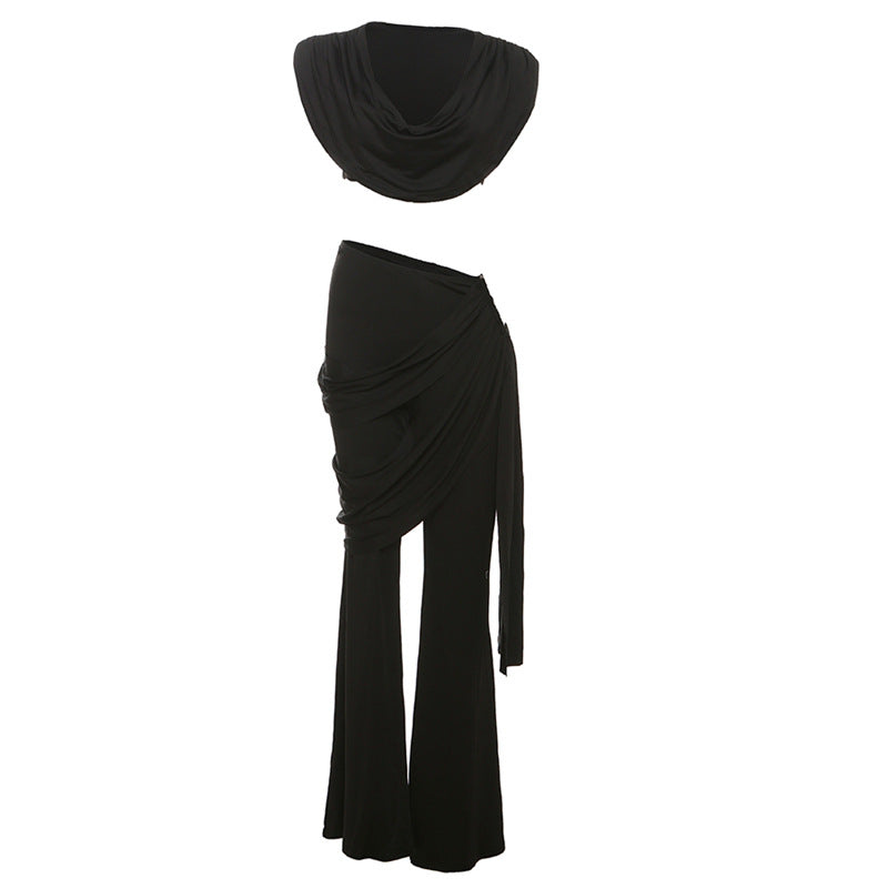 Damen Elegantes Ensemble mit fließendem Oberteil und weitem Bein EB