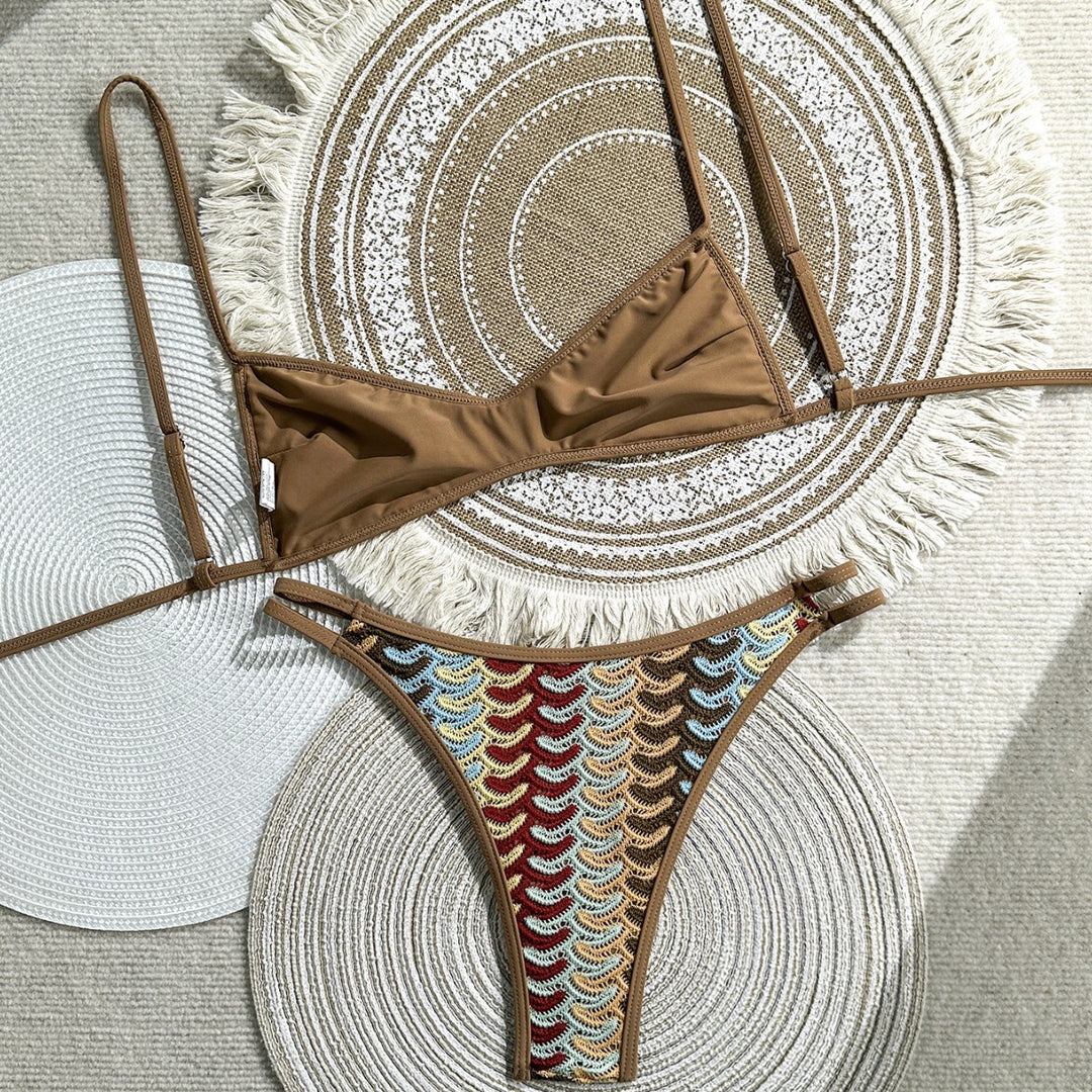 Damen Zweiteiliges Bikiniset mit geometrischem Zigzag-Muster EB