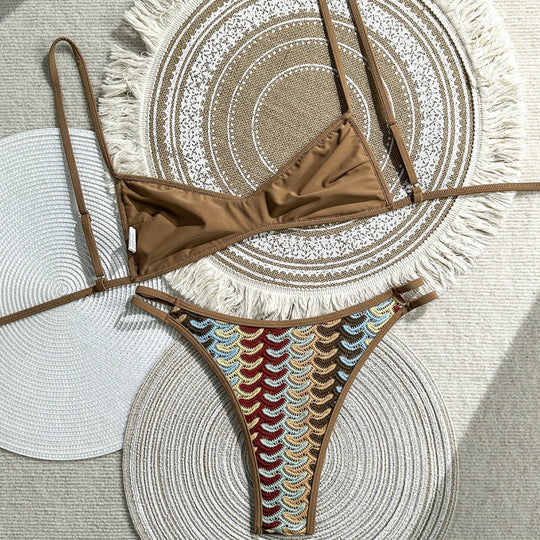 Damen Zweiteiliges Bikiniset mit geometrischem Zigzag-Muster EB