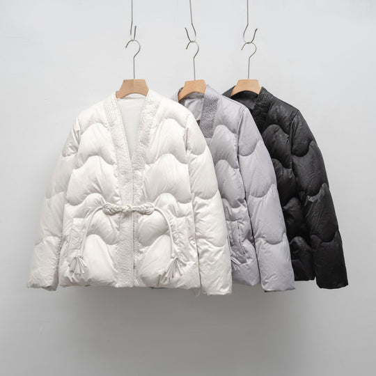 Damen Voluminöse Steppjacke mit Taillenzug und eleganter Struktur EB