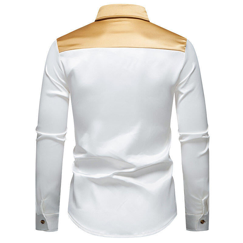 Herren elegante Hemd mit kontrastierendem Kragen und Knopfleiste EB