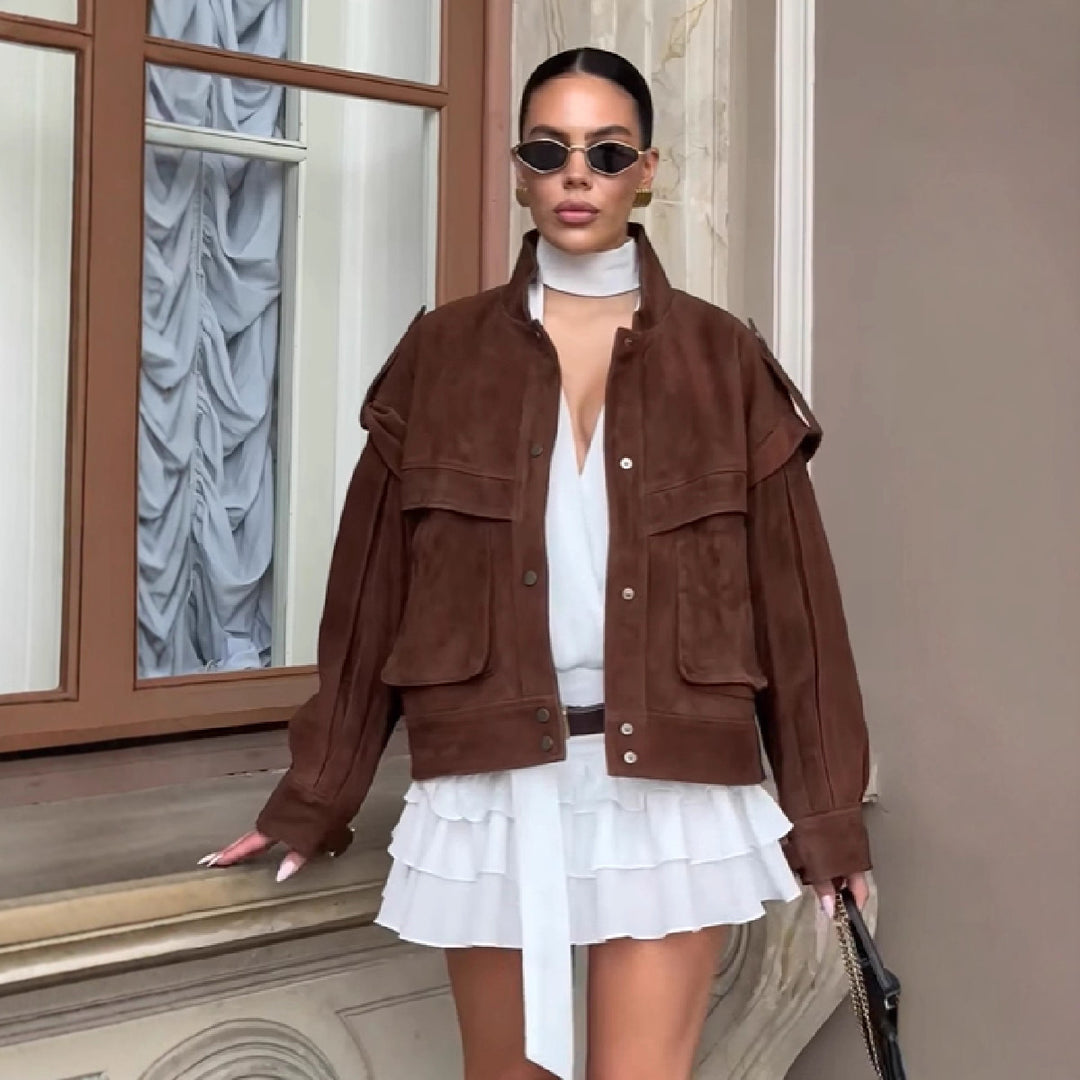 Damen Oversized Veloursjacke EB