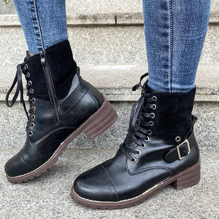 Damen Schnürstiefel mit modischen Akzenten und stabiler Profilsohle EB