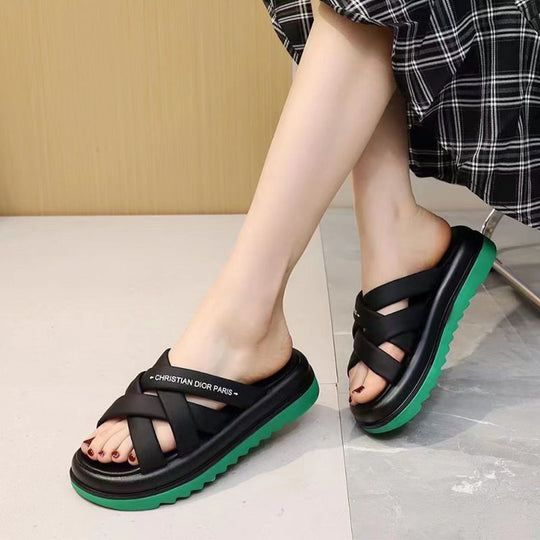 Damen Bequeme Wellness-Sandalen mit modernen Kreuz-Riemen EB
