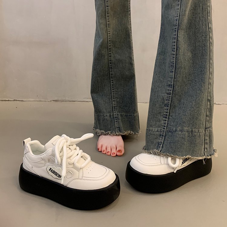 Damen modische Plateau-Sneaker mit glänzender Oberfläche und rutschfester Sohle EB
