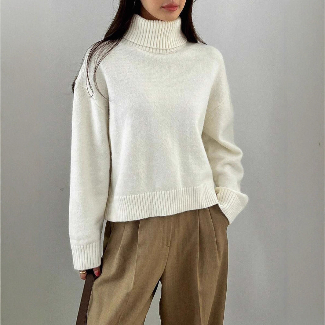 Damen oversized Rollkragenpullover aus weichem Material EB
