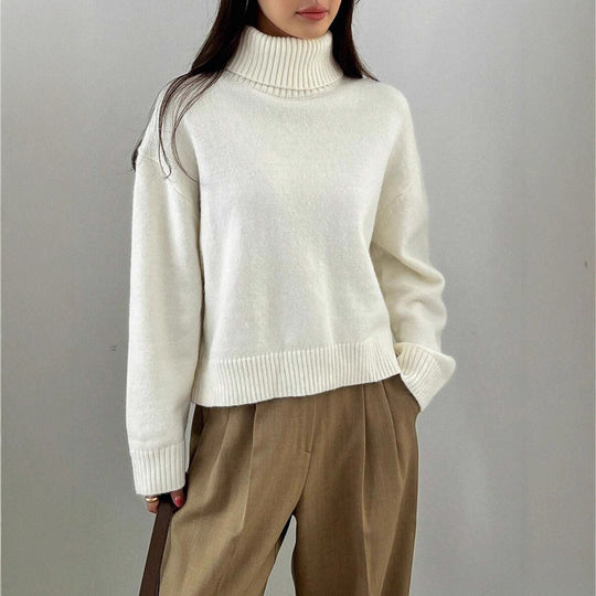 Damen oversized Rollkragenpullover aus weichem Material EB