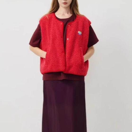 Damen modische Weste mit Fleece-Futter und praktischen Taschen EB