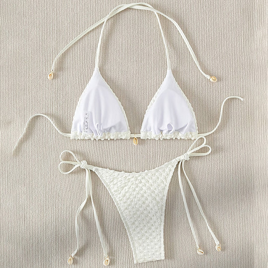 Damen Triangel-Bikini mit elastischem Design und raffinierten Bindebändern EB