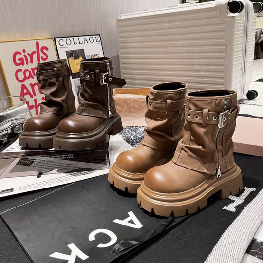 Damen Stiefeletten mit stylischem Schnallenverschluss und robustem Sohlenprofil EB