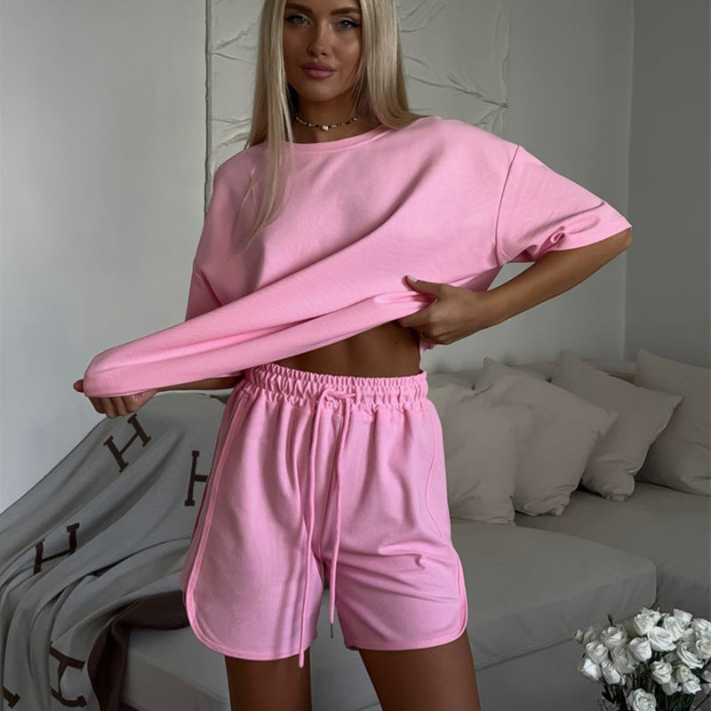 Damen lässiges T-Shirt und Shorts-Set mit lockerer Passform EB