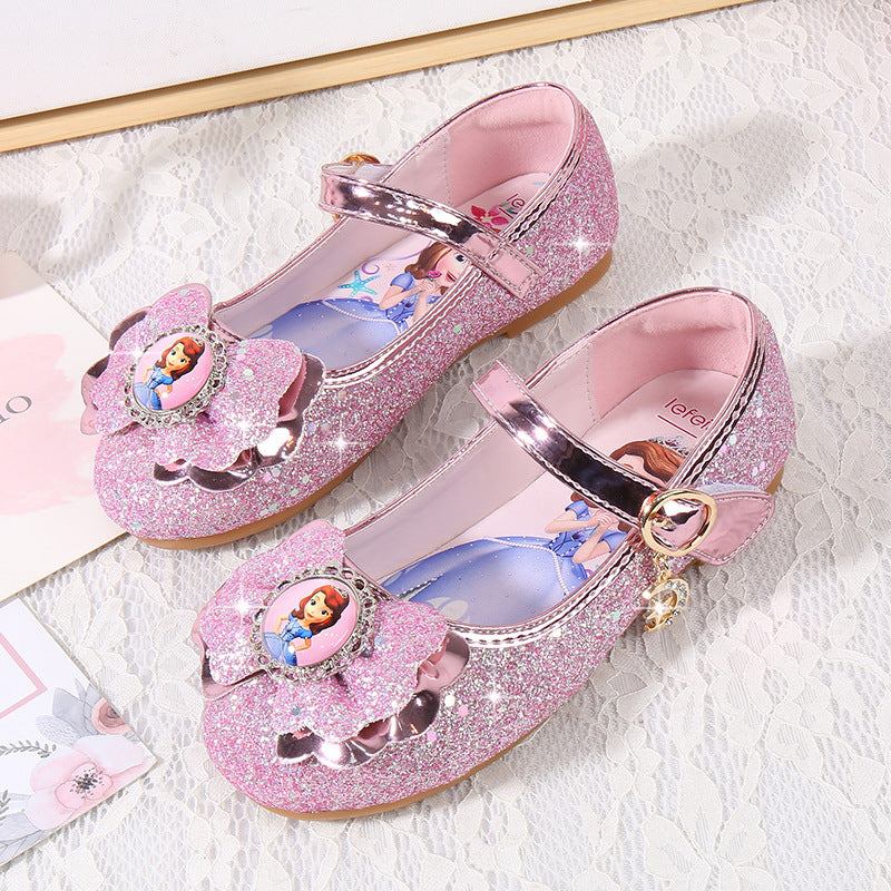 Mädchen Ballerinas mit Glitzer und Schleifenapplikation EB