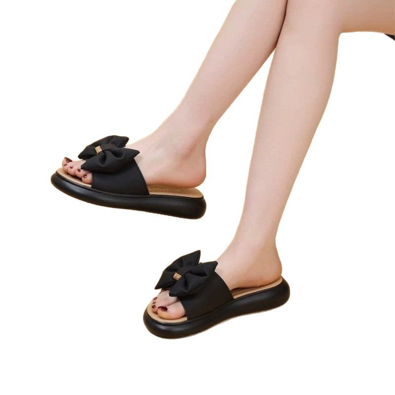 Damen Badesandalen mit dekorativem Schleifendesign und bequemer Sohle EB
