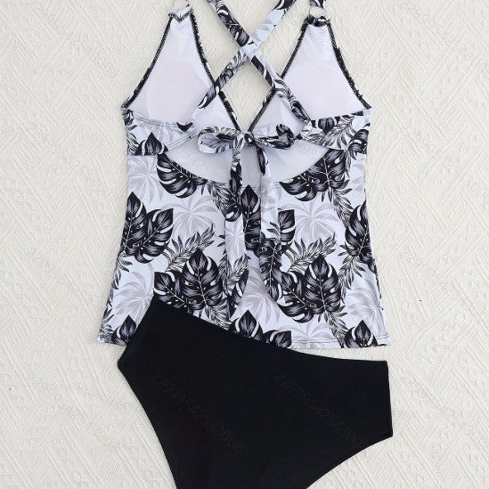 Damen Tankini-Set mit floralem Oberteil und klassischer Bikini-Hose EB