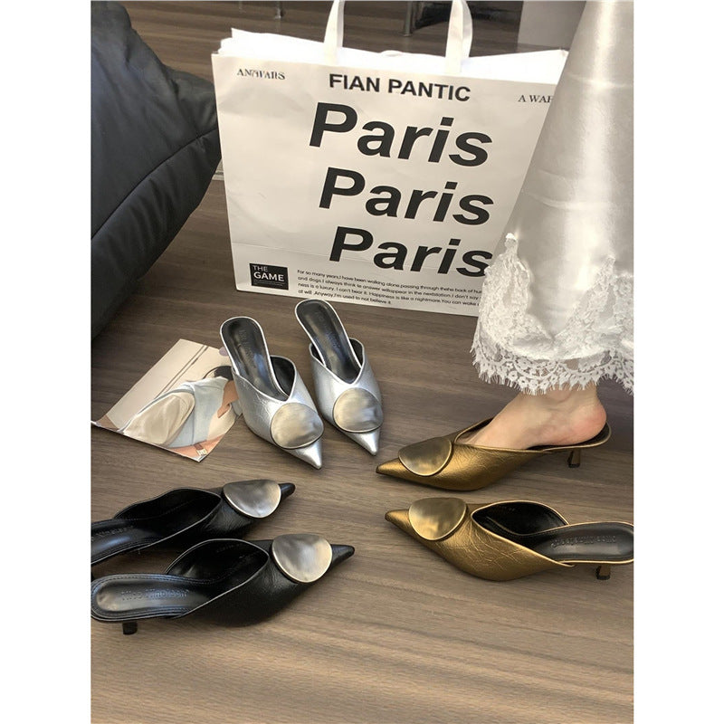 Damen elegante Mules mit spitz zulaufender Form EB