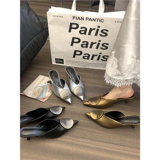 Damen elegante Mules mit spitz zulaufender Form EB