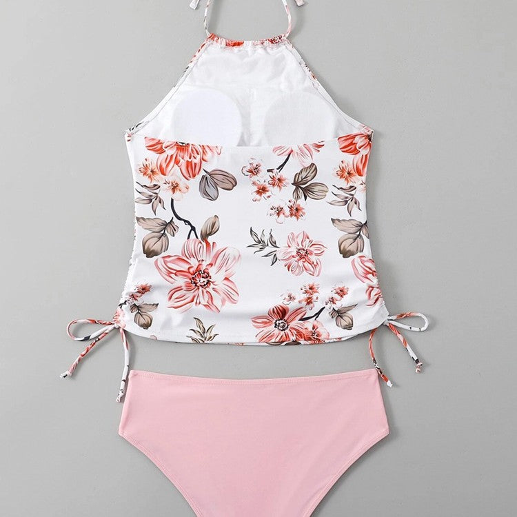 Damen Schnittiger Tankini mit floralem Design und verstellbaren Riemen EB