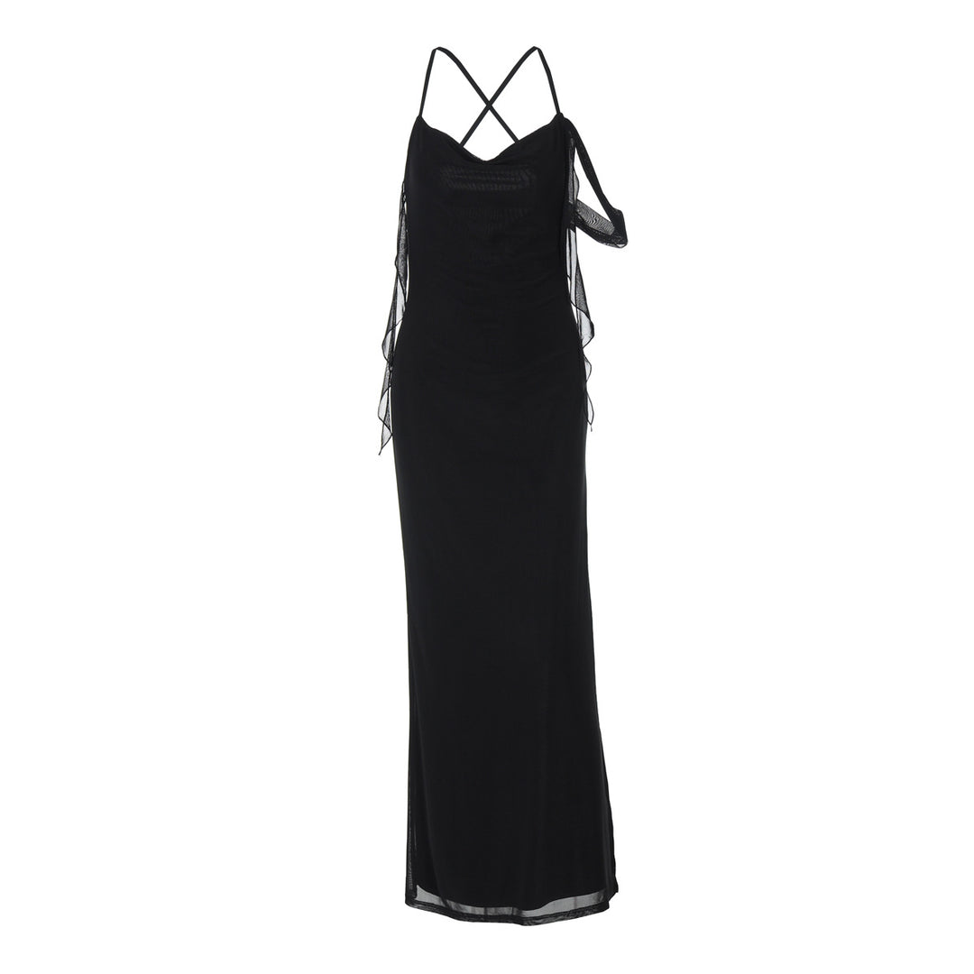 Damen Maxikleid mit verführerischem Schnitt und raffinierten Rüschendetails EB