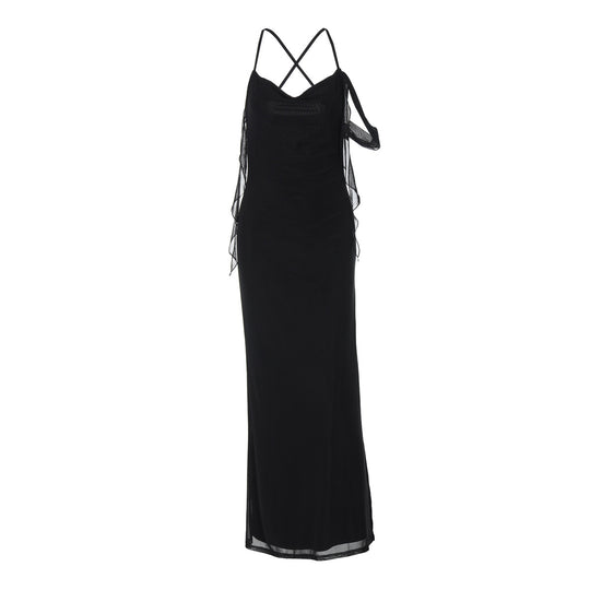 Damen Maxikleid mit verführerischem Schnitt und raffinierten Rüschendetails EB