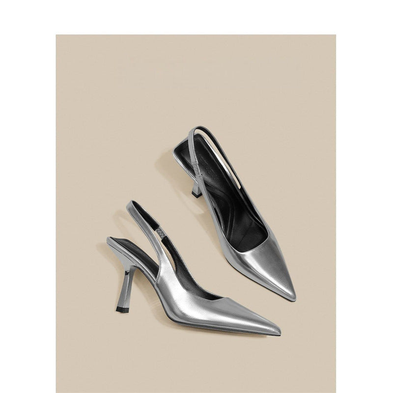 Damen Slingback High Heel Pumps mit elegantem metallic Finish EB