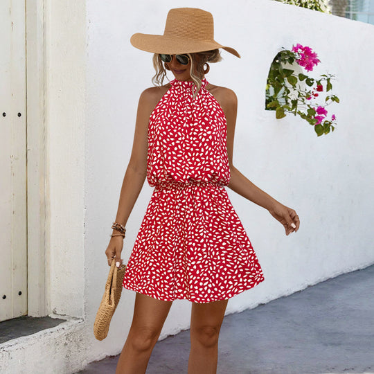 Damen Sommerkleid mit festem Halter und elastischem Taillenbund EB