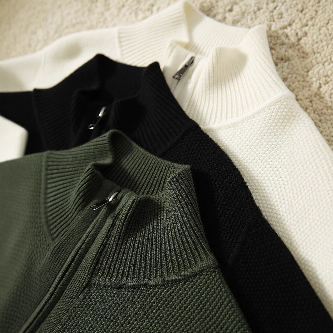 Damen Strickjacke mit hohem Kragen und durchgehendem Reißverschluss EB