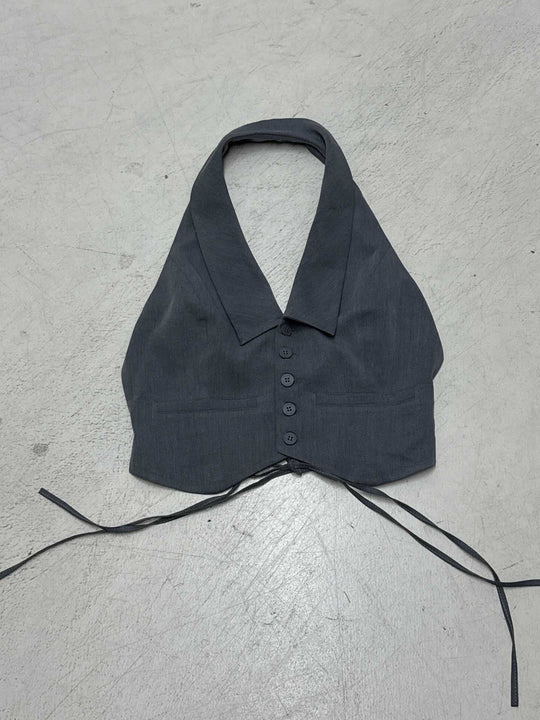 Damen elegantes Wickeloberteil mit stylischem Kragen und verspielten Details EB
