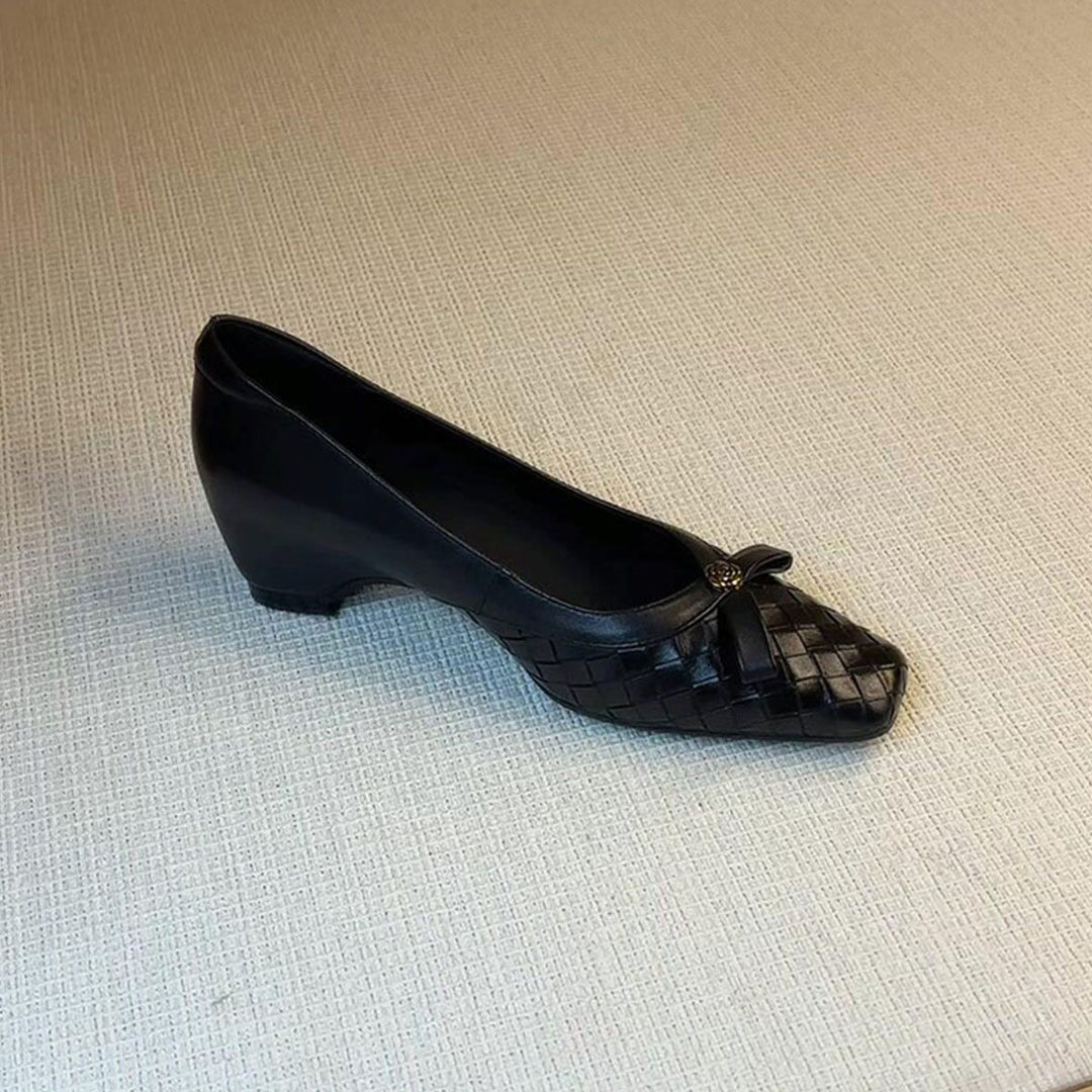 Damen elegante Ballerinas mit geflochtenem Design und modischem Schleifenakzent EB
