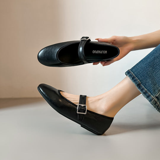 Damen elegante Ballerinas mit modischem Riemchen EB