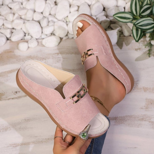 Damen Komfortable Clogs mit dekorativen Schnallen EB
